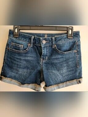 SO Dark Blue Rolled Hem Jean Shorts